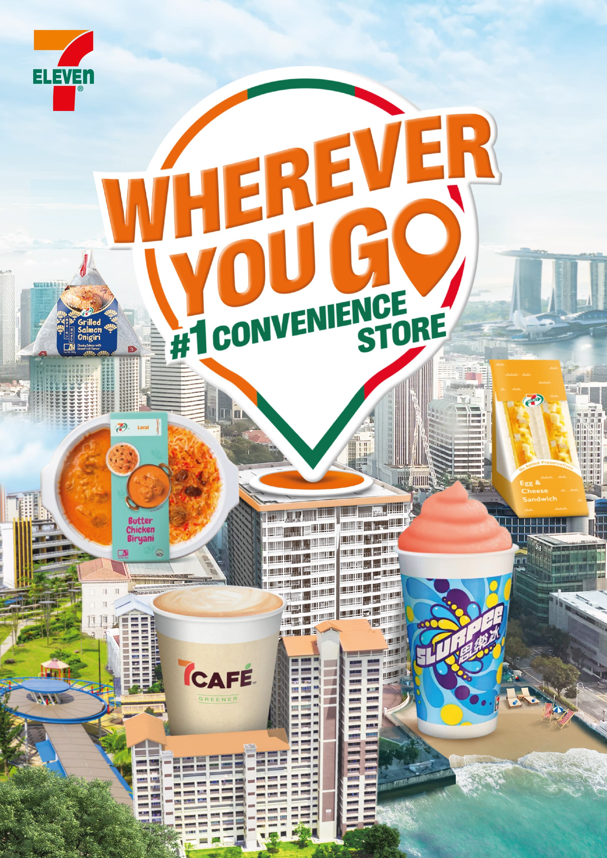 7-Eleven Wherever You Go Key Visual On City Background